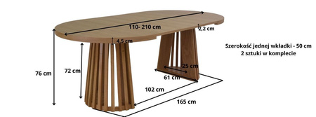 Runde Tisch, Holztisch, Esstisch, Klapptisch 110-210 cm T-77