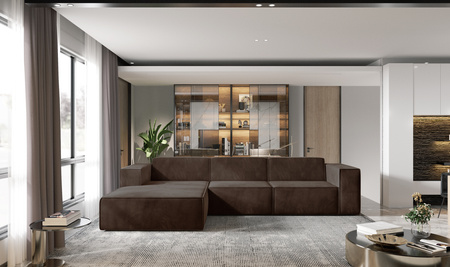 Ecksofa Couch Wohnlandschaft modern Design Stoff Sofa L-Form Links Polsterecke ohne Schlaffunktion Sofa CARA Braun