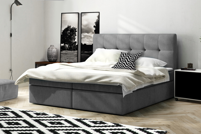 Boxspringbett 120x200 mit Bettkasten - Bett mit Matratze und 2 Bettkästen - Schlafzimmerbett mit Topper - Bequemes und Elegantes Doppelbett Holly