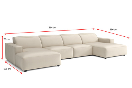  Ecksofa Modular U-form 364x166x70 cm Lucas 