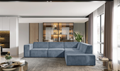 Rechts Polsterecke ohne Schlaffunktion Sofa CARA Blau
