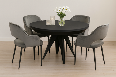 Runder Tisch, Holzplatte, Metallgestel T 49 