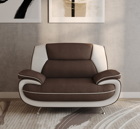 Sofa Set Onyx Set 3-2-1 Couch Set aus Stoff Farbauswahl (braun-weiß)