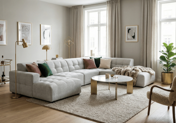 Ecksofa U-form links 364x262x70 cm modular Sofa Bergi