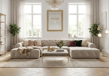 Ecksofa U-form mit eleganter Steppung CANDY 390x170 cm