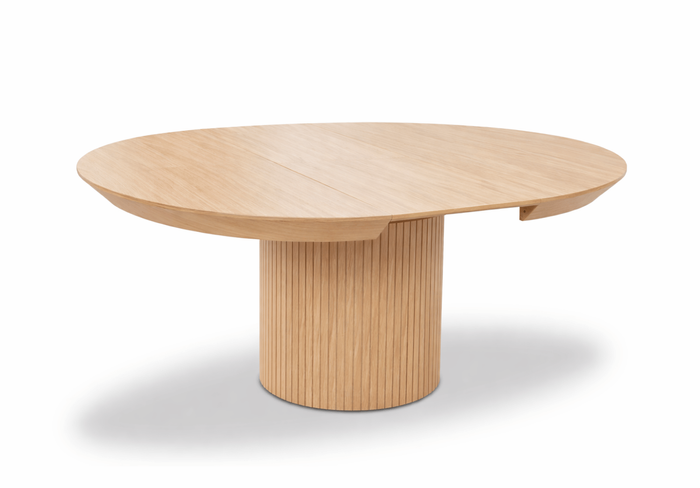 Ausziehbarer runder Tisch mit geriffeltem Tischbein, 130–180 cm, Modell T68