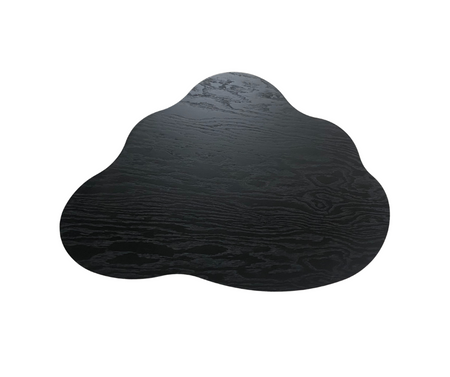 Design Couchtisch in Schwarz mit Massivholzbeinen – organische Form, Wohnzimmertisch modern VAREDO A DD/20