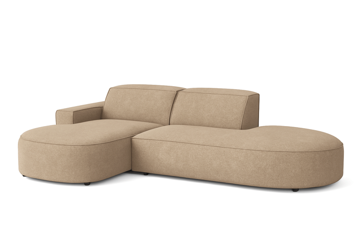 Ecksofa Lucas Beige mit Chromfüßen 284x166x70 cm Hochwertiges Designsofa