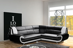 Ecksofa Onyx 2-R-2 210x210x89 cm Eckcouch aus Kunstleder im verschiedenen Farbvarianten (schwarz-weiss)