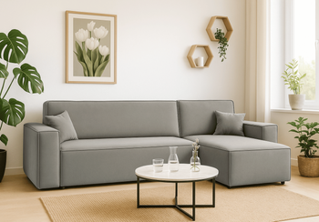 Ecksofa mit Schlaffunktion und Bettkasten L-form 244x142x80 cm Denis