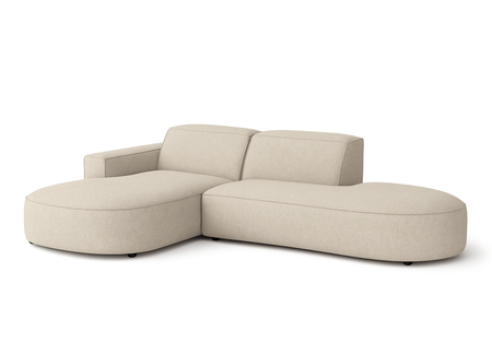Ecksofa Lucas Beige mit Chromfüßen 284x166x70 cm Hochwertiges Designsofa