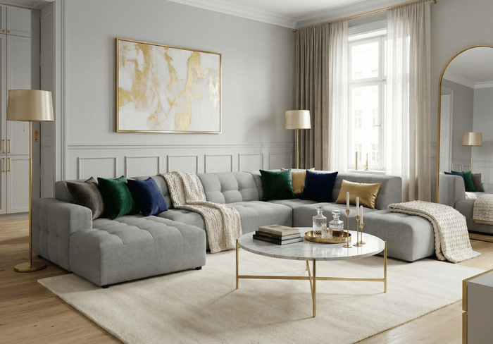 Ecksofa U-form links 364x262x70 cm modular Sofa Bergi 