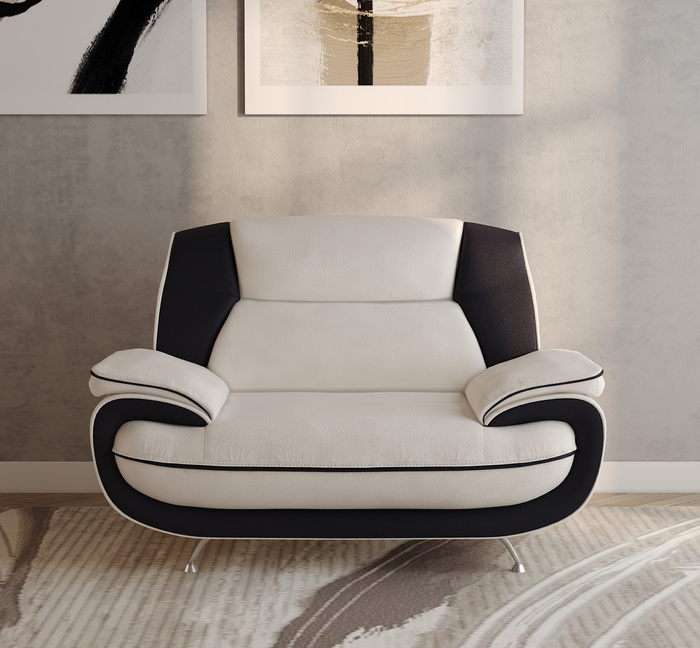 Design-Sessel Onyx in Weiß-Schwarz – Moderner Loungesessel mit ergonomischem Komfort & Premium-Kunstleder