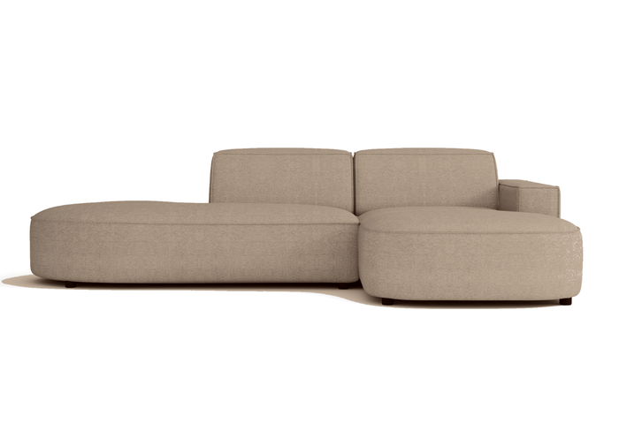 Ecksofa Lucas Beige mit Chromfüßen 284x166x70 cm Hochwertiges Designsofa