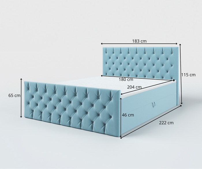 Emoebel24 Boxspringbett 180x200cm mit 2 Bonell-Matratzen H3, 2 Bettkasten,Komplett Bett, Polsterbett mit Topper, Bett Karamell VENUS