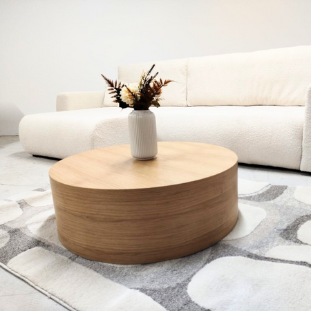 Couchtisch Napoli rund – Wohnzimmertisch mit Eichenfurnier, modernes Design in Naturholz-Optik, minimalistischer Stil