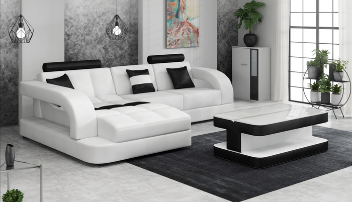 Eckcouch Eckgarnitur Kunstleder 294x187x87 cm Ecksofa Brix