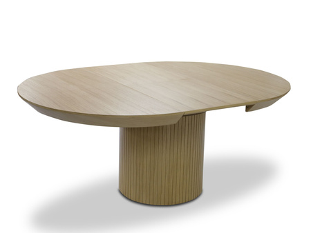 Ausziehbarer runder Tisch mit geriffeltem Tischbein, 130–180 cm, Modell T68