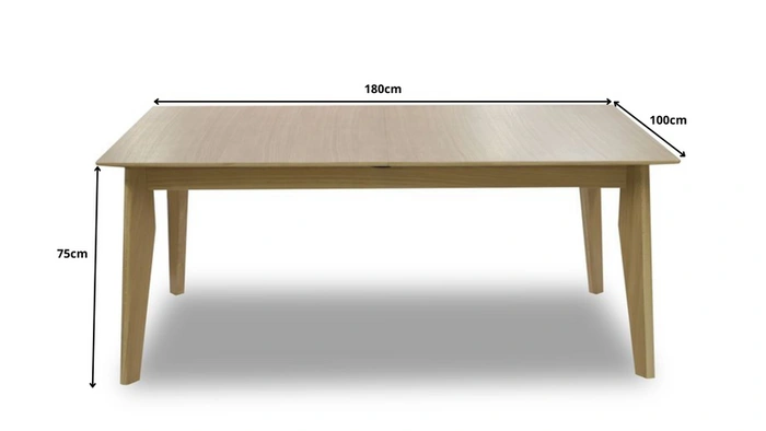 Ausziehbarer rechteckiger Tisch, 100 cm x 180–265 cm, Modell T67