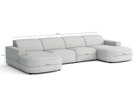  Ecksofa Modular U-form 364x166x70 cm Lucas 