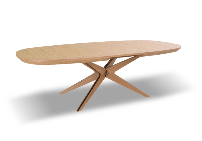 Ovaler Klapptisch aus Eiche 110 cm x 200-300 cm T79