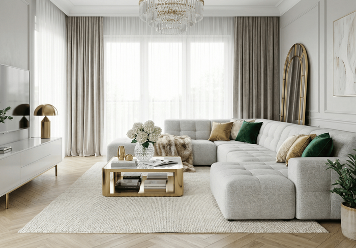 Ecksofa U-form links 364x262x70 cm modular Sofa Bergi 