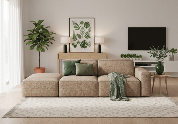 Sofa mit Hocker, 3-Sitzer 262x102x70 cm