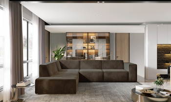 Ecksofa Couch Wohnlandschaft modern Design Stoff Sofa L-Form Links Polsterecke ohne Schlaffunktion Sofa CARA Braun