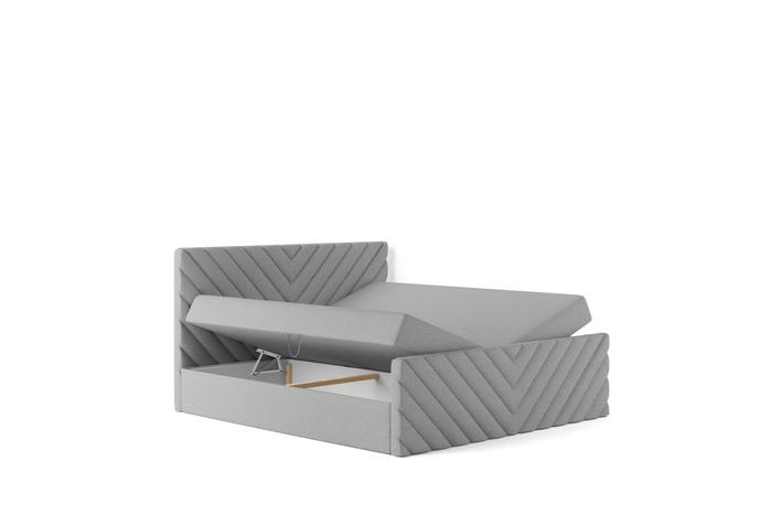 Polsterbett 120x200 cm mit Stauraum – Modernes Designerbett mit Samtbezug & hohem Kopfteil – Grau Schlafzimmermöbel SATURN