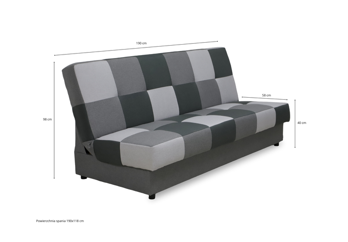 Sofa mit Schlaffunktion, Bettcouch, Schlafsofa mit Bettkasten Quadrat 190x58x98 cm