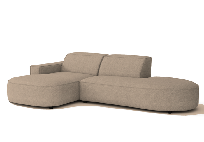 Ecksofa Lucas Beige mit Chromfüßen 284x166x70 cm Hochwertiges Designsofa