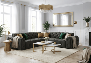 Ecksofa 254x254x80 cm Stil Chesterfield Candi