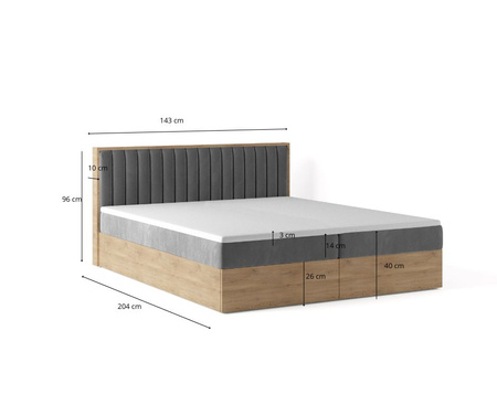 Polsterbett Doppelbett 140x200 mit Bettkasten und Komfort Matratze  H3 – Modernes Boxspringbett Bettgestell LIVANO mit Stauraum für Schlafzimmer