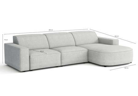 Ecksofa L-form, 3-Sitzer 284x102x70cm Lucas