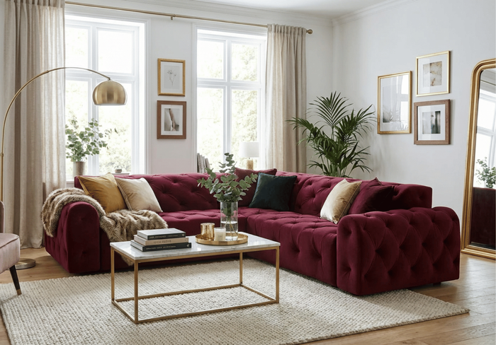 Ecksofa 254x254x80 cm Stil Chesterfield Candi