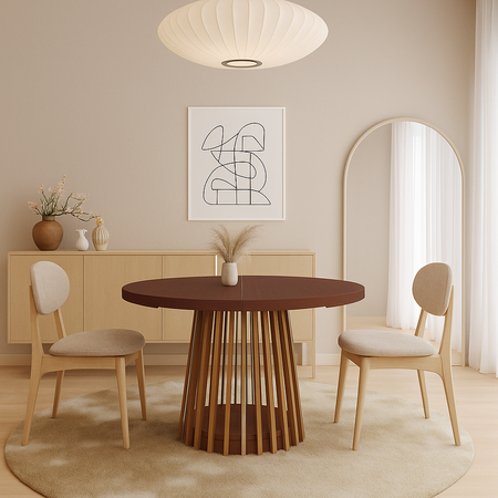 Runde Tisch, Holztisch, Esstisch, Klapptisch 110-210 cm T-77