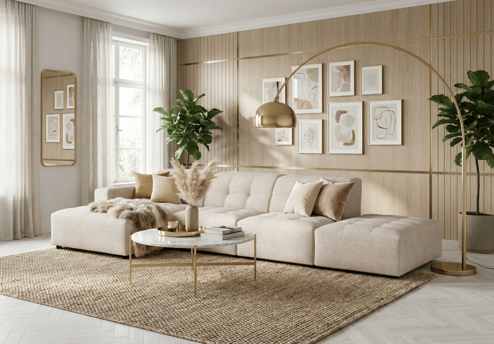 5-Sitzer-Ecksofa mit Ottomane BERGO 341 × 166 cm