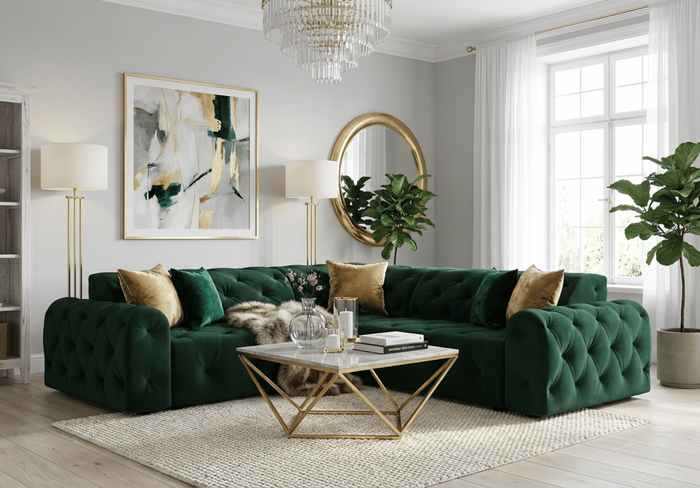 Ecksofa 254x254x80 cm Stil Chesterfield Candi