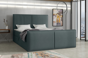 Boxspringbett mit Topper und Bettkasten, Polsterbett, Doppelbett, Bett 180x200 cm Calipso  Dunkelgrau