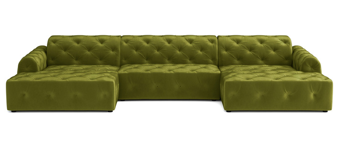  Luxus Ecksofa mit gesteppter Polsterung U-form 390x170x80 cm Candi