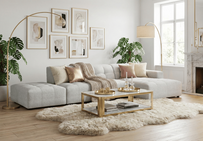 5-Sitzer-Ecksofa mit Ottomane BERGO 341 × 166 cm