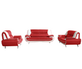 Sofa Set Onyx Set 3-2-1 Couch Set aus Kunstleder Farbauswahl (rot-weiß)