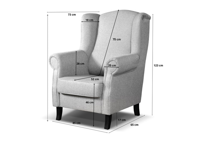 Sessel, Relaxsessel 123x105x85 cm Londyn