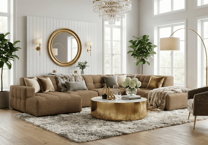 Ecksofa U-form links 364x262x70 cm modular Sofa Bergi 