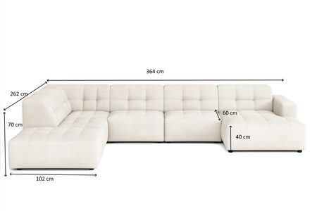 Ecksofa U-form links 364x262x70 cm modular Sofa Bergi 