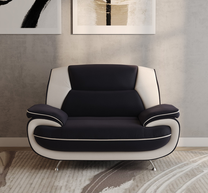 Design-Sessel Onyx in Schwarz-Weiß – Moderner Loungesessel mit ergonomischem Komfort & Premium-Kunstleder