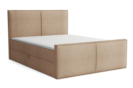 Boxspringbett mit Topper und Bettkasten, Polsterbett, Doppelbett, Bett 140x200 cm Calipso  Grau