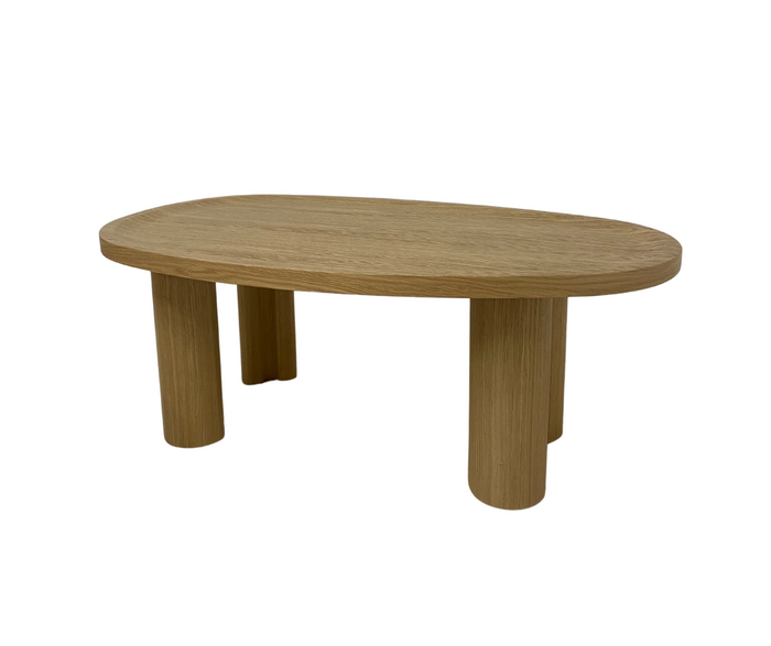Couchtisch Eiche oval – Runder Design Couchtisch im skandinavischen Stil | Wohnzimmertisch Holz mit erhöhtem Rand – MAI- B