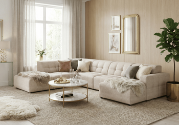 Ecksofa U-form links 364x262x70 cm modular Sofa Bergi