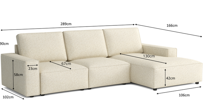 Modular Ecksofa Fergi rechts 289x166x90 cm 